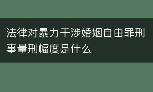 法律对暴力干涉婚姻自由罪刑事量刑幅度是什么