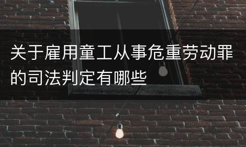 关于雇用童工从事危重劳动罪的司法判定有哪些