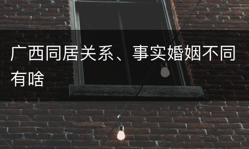 广西同居关系、事实婚姻不同有啥