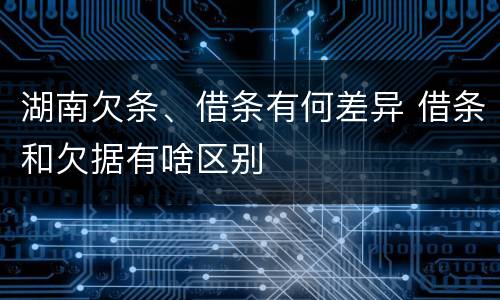 湖南欠条、借条有何差异 借条和欠据有啥区别