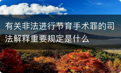 有关非法进行节育手术罪的司法解释重要规定是什么