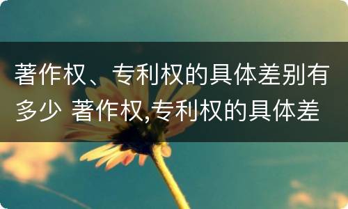 著作权、专利权的具体差别有多少 著作权,专利权的具体差别有多少种