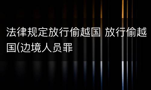 法律规定放行偷越国 放行偷越国(边境人员罪