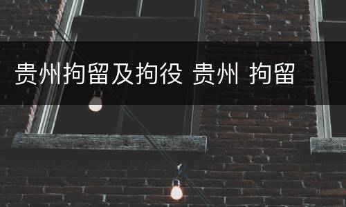 贵州拘留及拘役 贵州 拘留