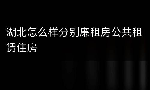 湖北怎么样分别廉租房公共租赁住房