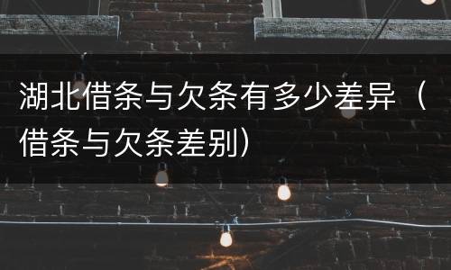 湖北借条与欠条有多少差异（借条与欠条差别）