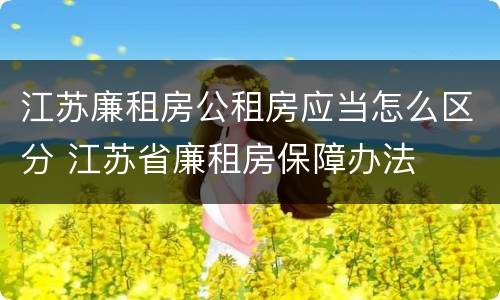 江苏廉租房公租房应当怎么区分 江苏省廉租房保障办法