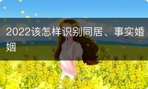 2022该怎样识别同居、事实婚姻