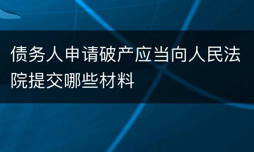 债务人申请破产应当向人民法院提交哪些材料