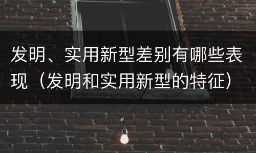 发明、实用新型差别有哪些表现（发明和实用新型的特征）