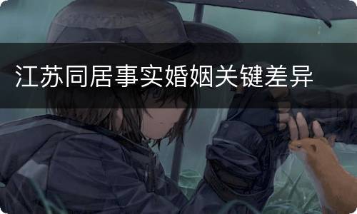 江苏同居事实婚姻关键差异