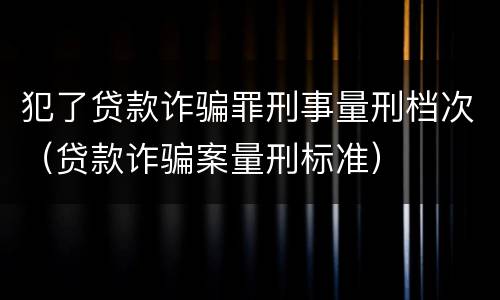 犯了贷款诈骗罪刑事量刑档次（贷款诈骗案量刑标准）