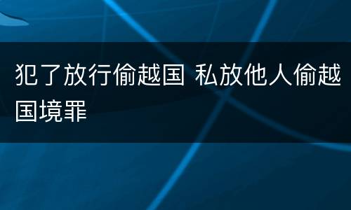 犯了放行偷越国 私放他人偷越国境罪