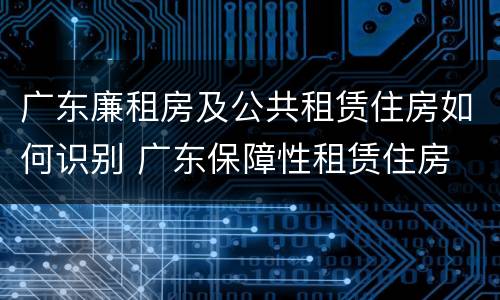 广东廉租房及公共租赁住房如何识别 广东保障性租赁住房