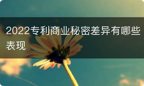 2022专利商业秘密差异有哪些表现