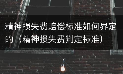精神损失费赔偿标准如何界定的（精神损失费判定标准）