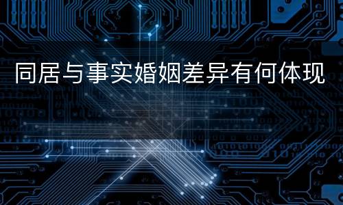 同居与事实婚姻差异有何体现
