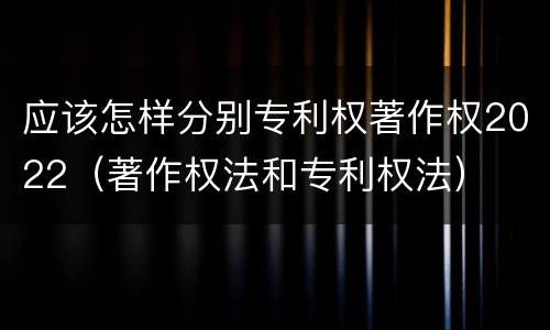 应该怎样分别专利权著作权2022（著作权法和专利权法）
