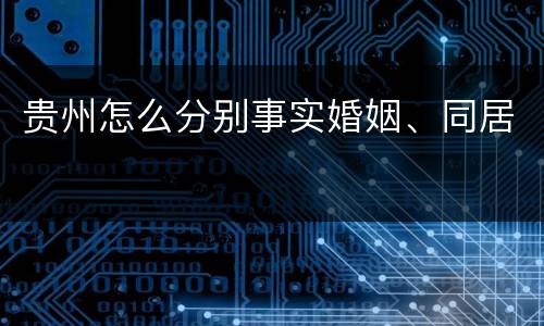 贵州怎么分别事实婚姻、同居