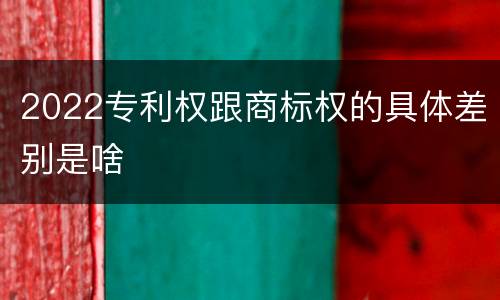 2022专利权跟商标权的具体差别是啥