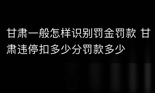 甘肃一般怎样识别罚金罚款 甘肃违停扣多少分罚款多少
