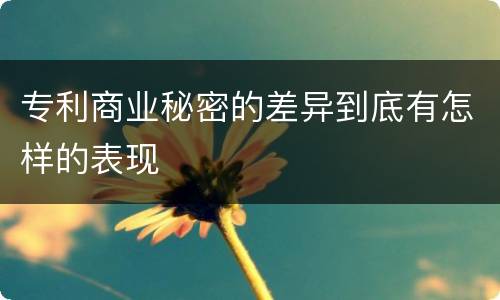 专利商业秘密的差异到底有怎样的表现