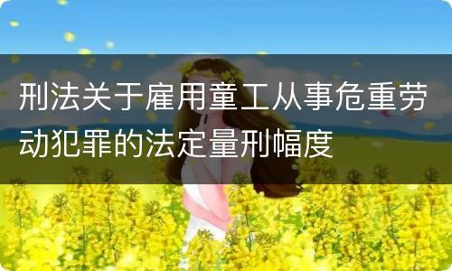 刑法关于雇用童工从事危重劳动犯罪的法定量刑幅度
