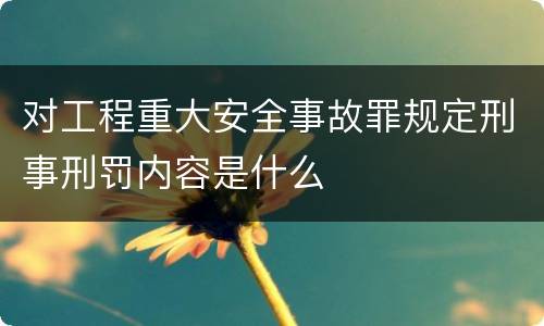 对工程重大安全事故罪规定刑事刑罚内容是什么