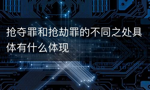 抢夺罪和抢劫罪的不同之处具体有什么体现