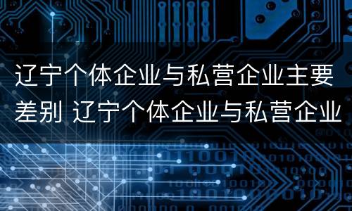 辽宁个体企业与私营企业主要差别 辽宁个体企业与私营企业主要差别在哪