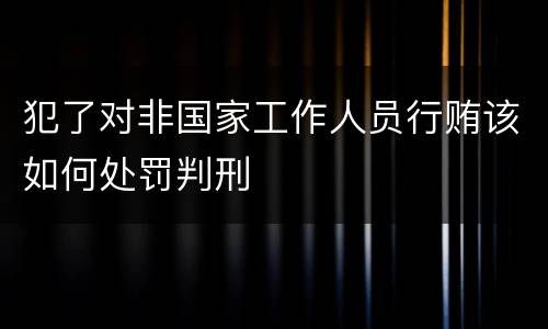 犯了对非国家工作人员行贿该如何处罚判刑