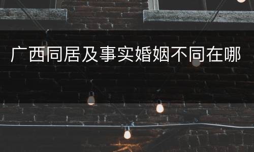 广西同居及事实婚姻不同在哪