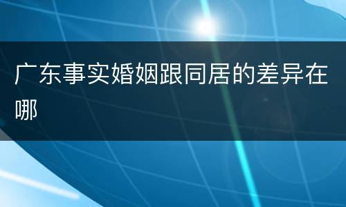 广东事实婚姻跟同居的差异在哪