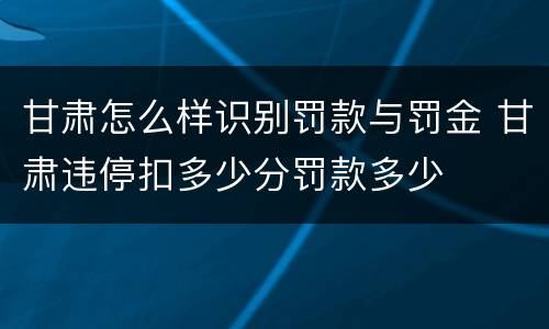 甘肃怎么样识别罚款与罚金 甘肃违停扣多少分罚款多少