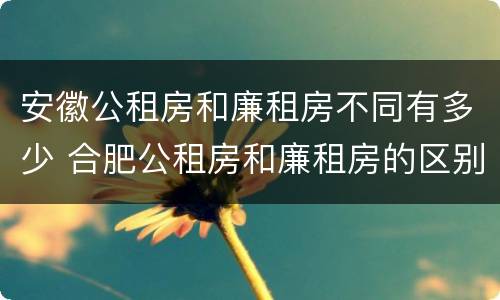 安徽公租房和廉租房不同有多少 合肥公租房和廉租房的区别