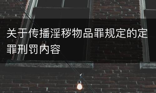 关于传播淫秽物品罪规定的定罪刑罚内容