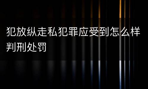 犯放纵走私犯罪应受到怎么样判刑处罚