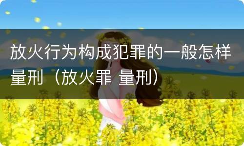 放火行为构成犯罪的一般怎样量刑（放火罪 量刑）