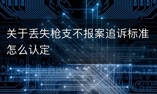 关于丢失枪支不报案追诉标准怎么认定