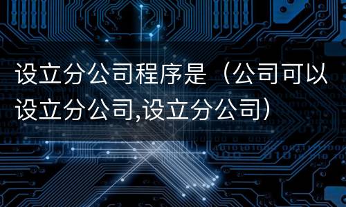 设立分公司程序是（公司可以设立分公司,设立分公司）