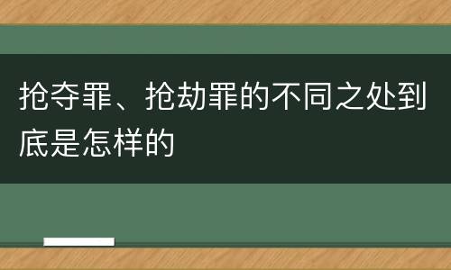 抢夺罪、抢劫罪的不同之处到底是怎样的