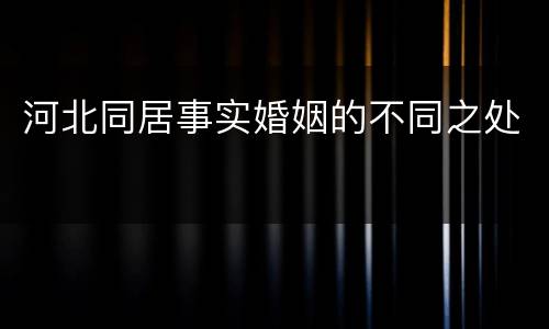 河北同居事实婚姻的不同之处