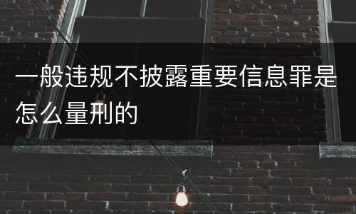 一般违规不披露重要信息罪是怎么量刑的