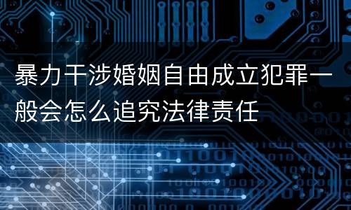暴力干涉婚姻自由成立犯罪一般会怎么追究法律责任