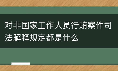 对非国家工作人员行贿案件司法解释规定都是什么