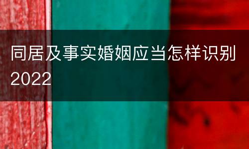 同居及事实婚姻应当怎样识别2022