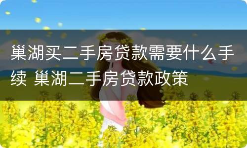 巢湖买二手房贷款需要什么手续 巢湖二手房贷款政策