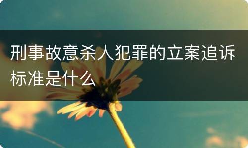 刑事故意杀人犯罪的立案追诉标准是什么