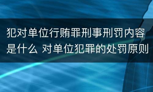 犯对单位行贿罪刑事刑罚内容是什么 对单位犯罪的处罚原则