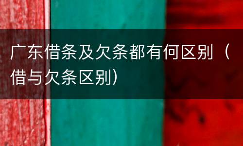 广东借条及欠条都有何区别（借与欠条区别）